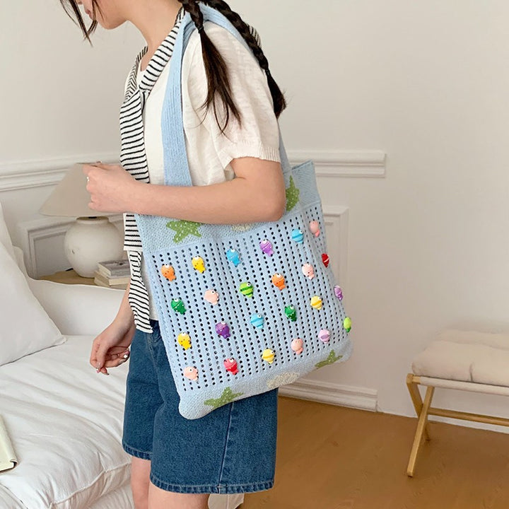 Bunte Dekorative Häkel Tote Bag Karnz