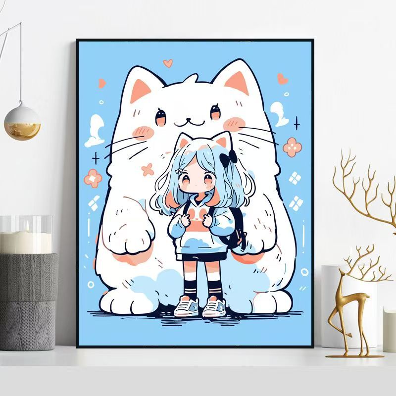 Verspinnende Katzen-Themen-Illustration Wandkunst Karnz