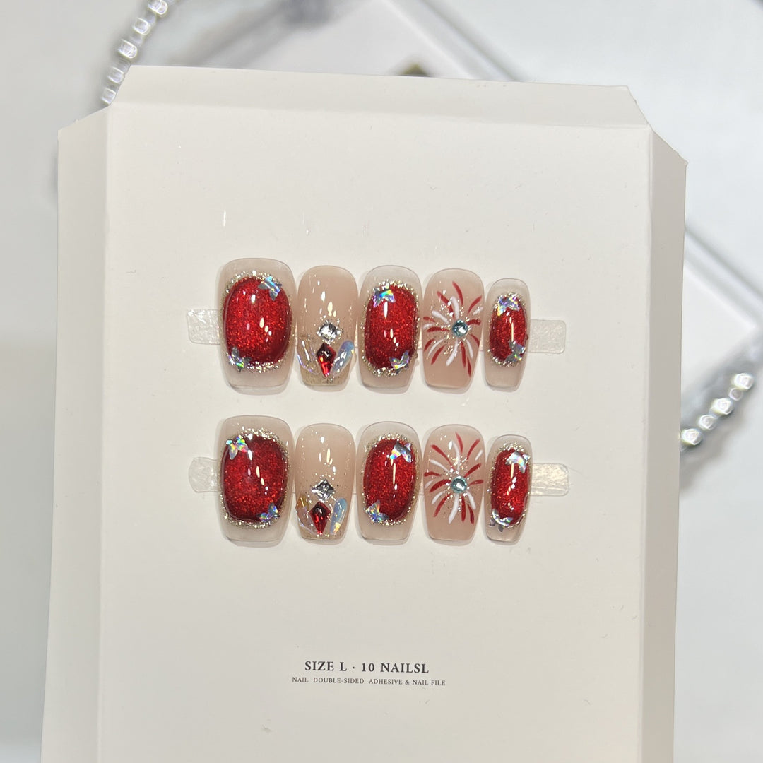 Glitzerndes Press-On Nagelkunst-Set mit Schneeflocken-Design Karnz