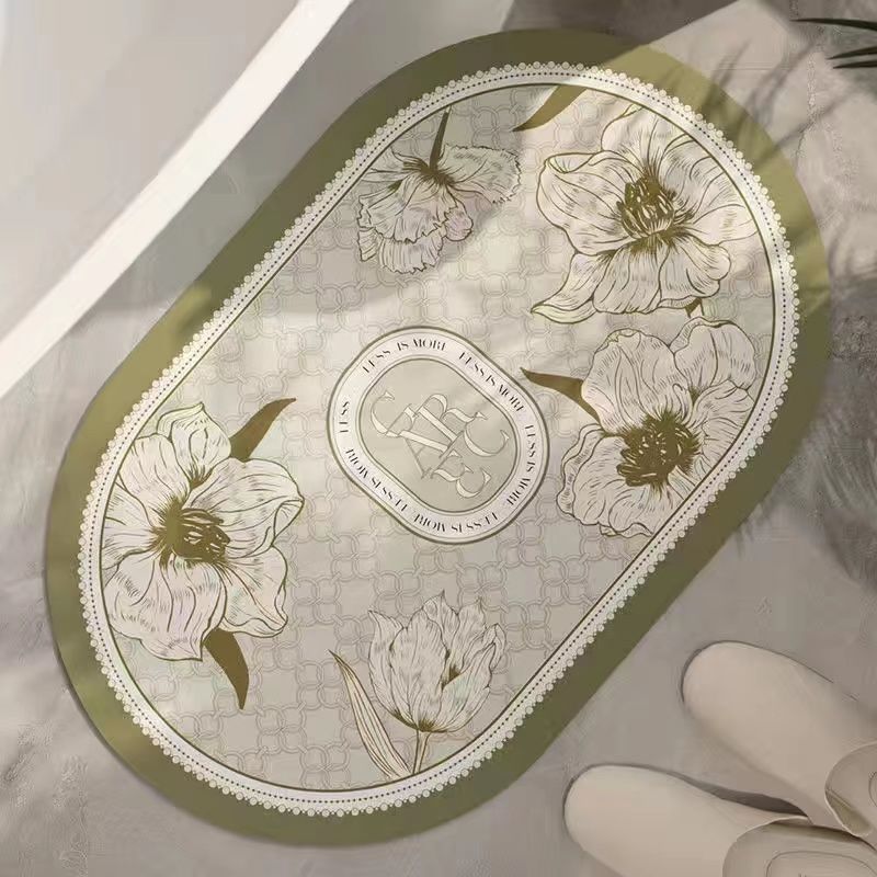 Elegante Blumenmuster Badezimmermatte Karnz