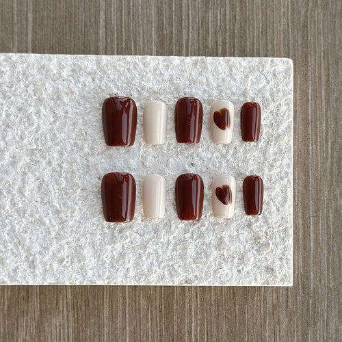 Herz Akzent Press-On Nagelkunst Set