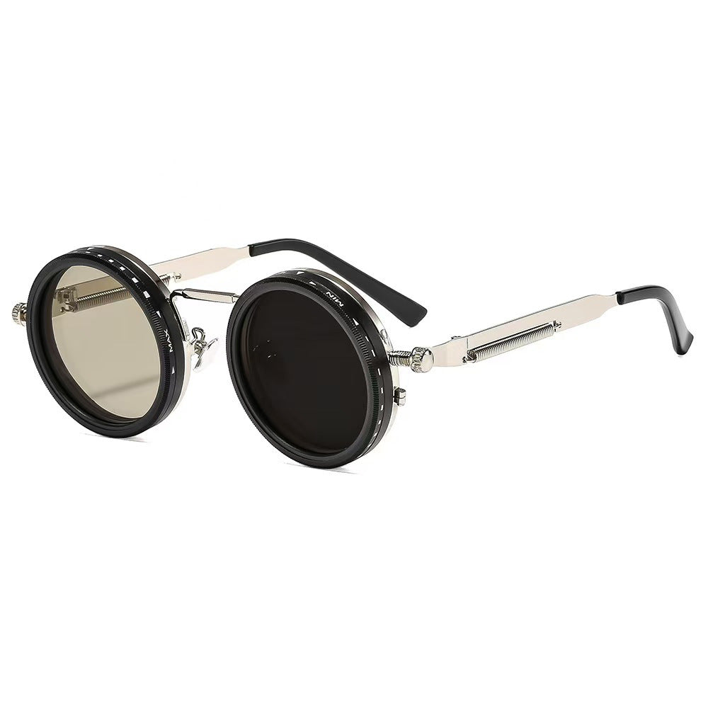 Damen vintage inspirierte runde Sonnenbrille mit einzigartigem Rahmen Karnz