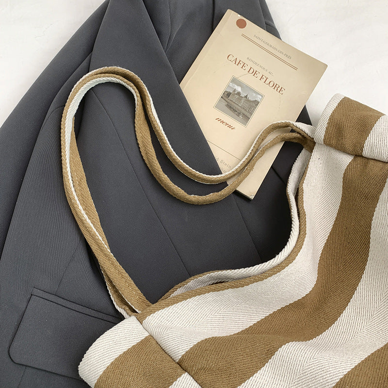 Stylische gestreifte Schulter Tote Bag