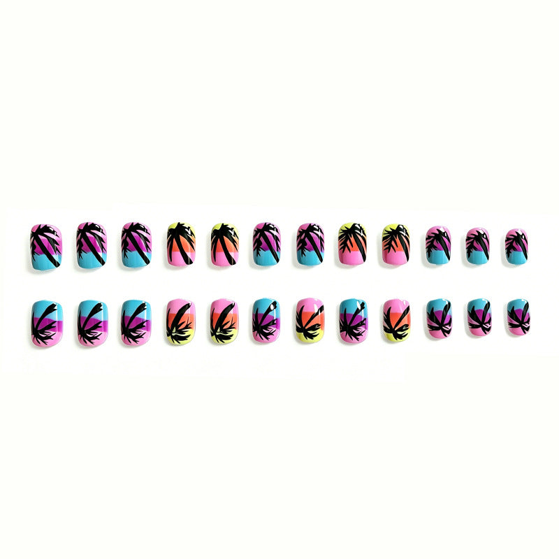 Tropischer Sonnenuntergang Nagelkunst Verbesserungen Karnz