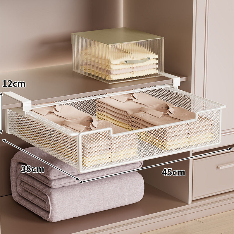 Herausziehbare untere Regalbelüftete Metallgitteraufbewahrungsbox für die Organisation von Kleiderschrank und Schrank
