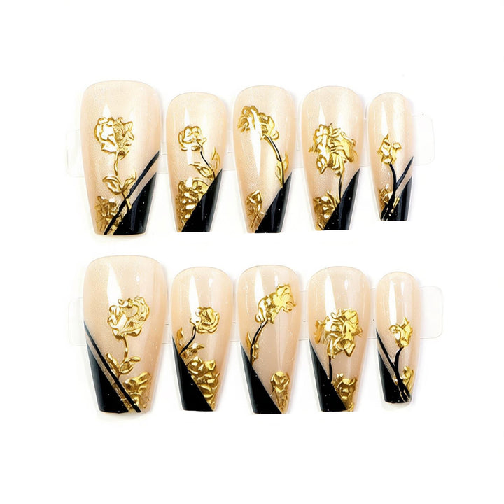 Dekoratives Druck-Nagelkunst-Set mit elegantem Blumenmuster Karnz
