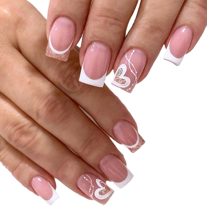 Elegante Französische Spitze Acryl Nagelkunst