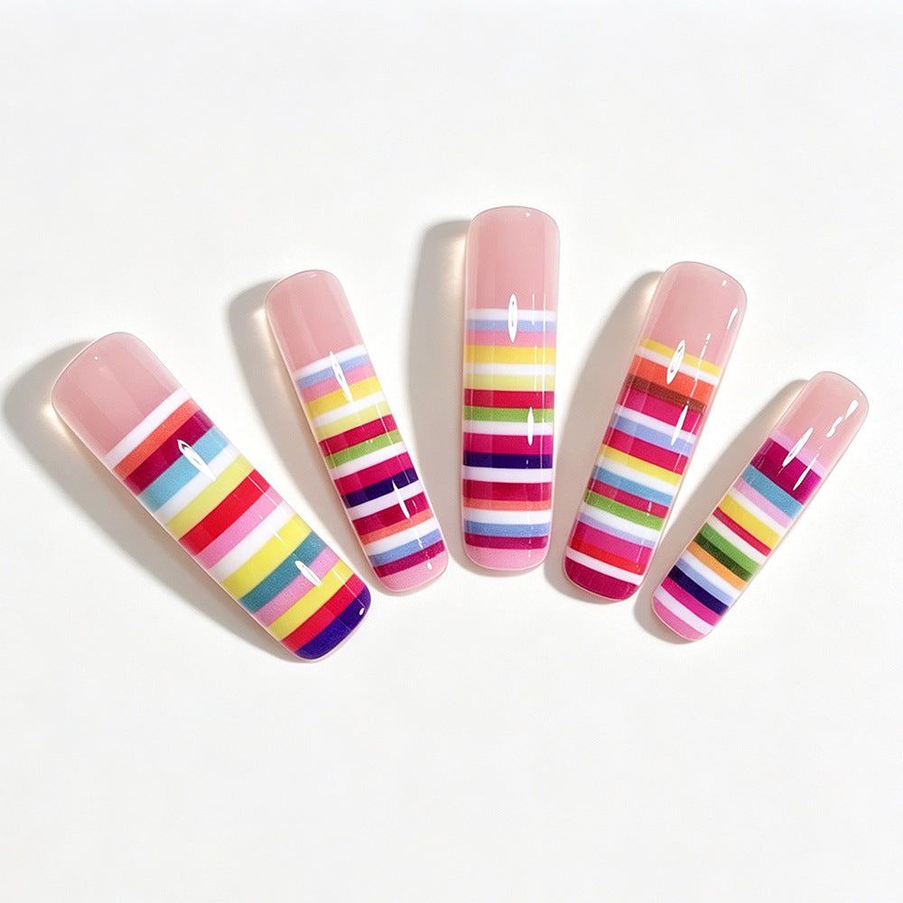 Bunte gestreifte Nagelkunst Tipps Karnz