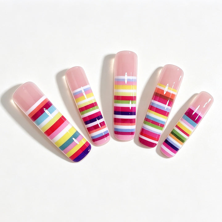 Bunte gestreifte Nagelkunst Tipps Karnz