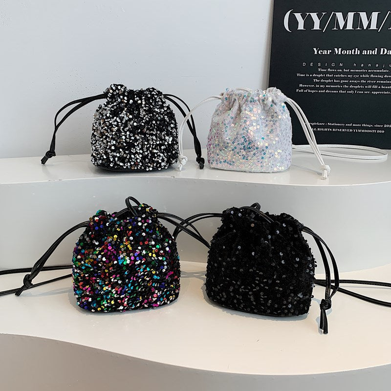 Glitzernde Pailletten Mini Tasche mit Kordelzug Karnz