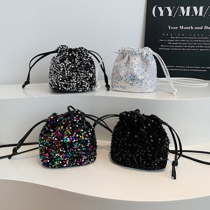 Glitzernde Pailletten Mini Tasche mit Kordelzug Karnz