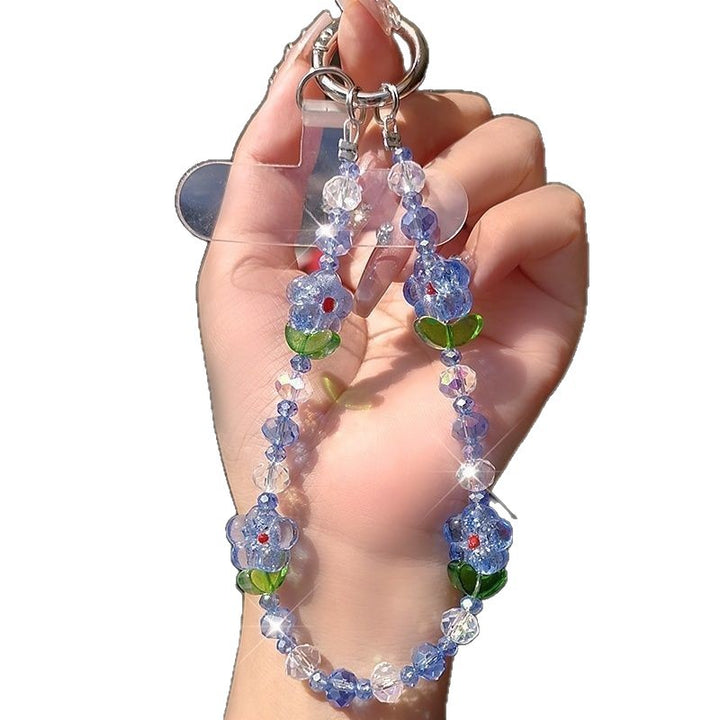 Blumige Perlen-Handykette Karnz