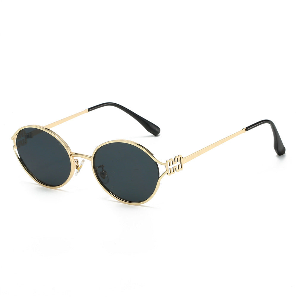 Runde Sonnenbrille mit Goldenen Akzenten Karnz