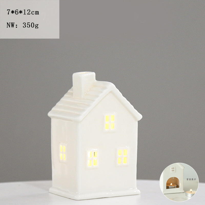 Keramischer Haus Teelichthalter Karnz