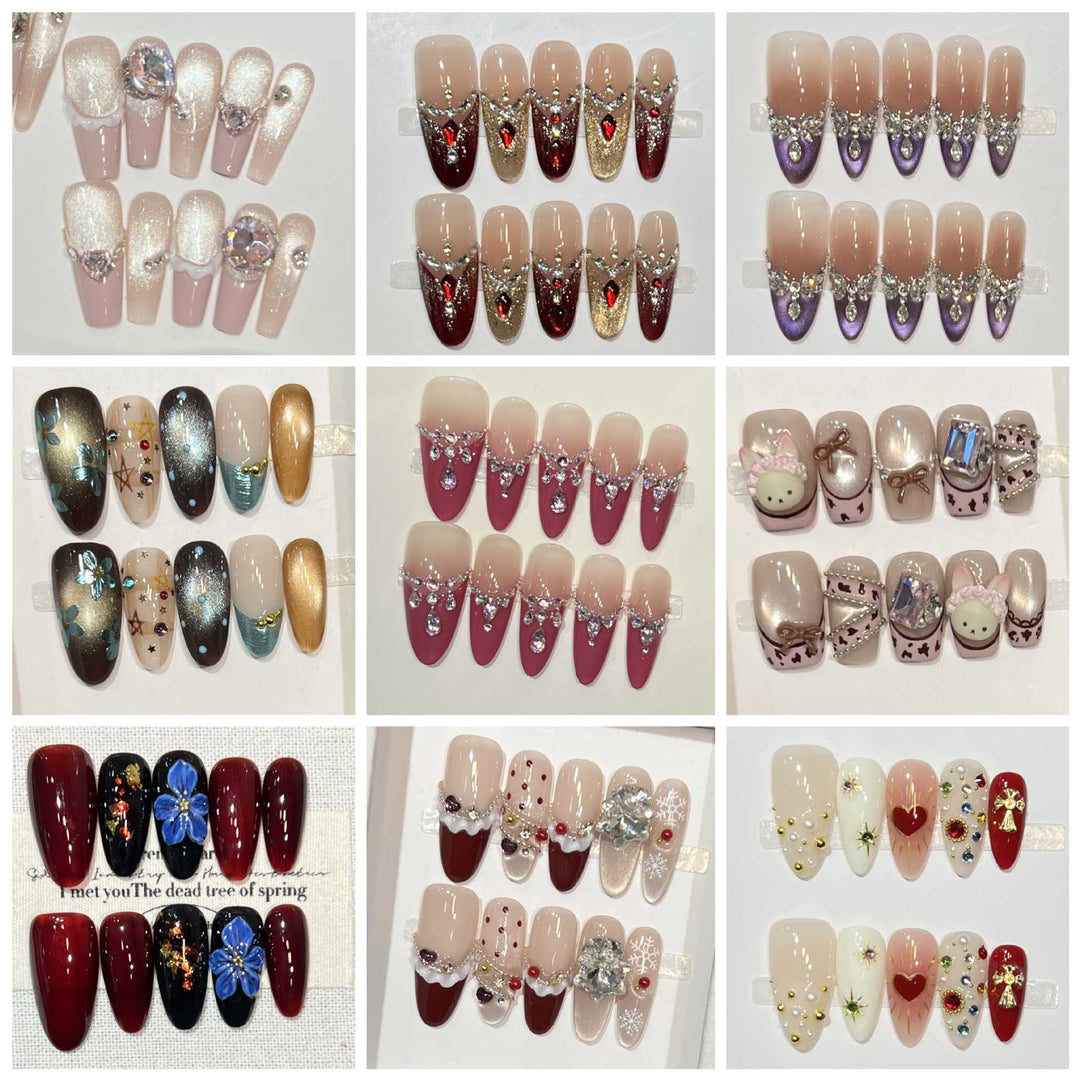 Glamouröse Sternenförmige Press-On Nagelkunst