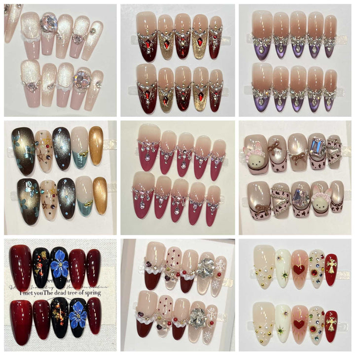 Glamouröse Sternenförmige Press-On Nagelkunst