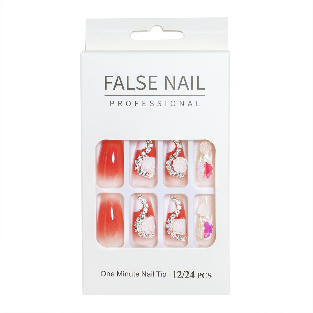 Dekorativer Press-On-Nagelset mit 3D-Akzenten Karnz