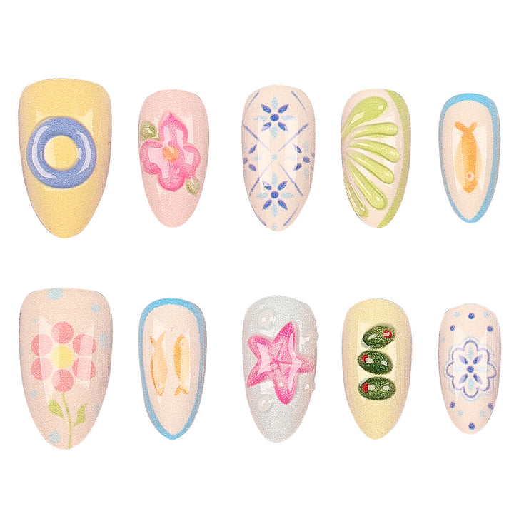 Künstlerisches dekoratives Press-On Nagelset