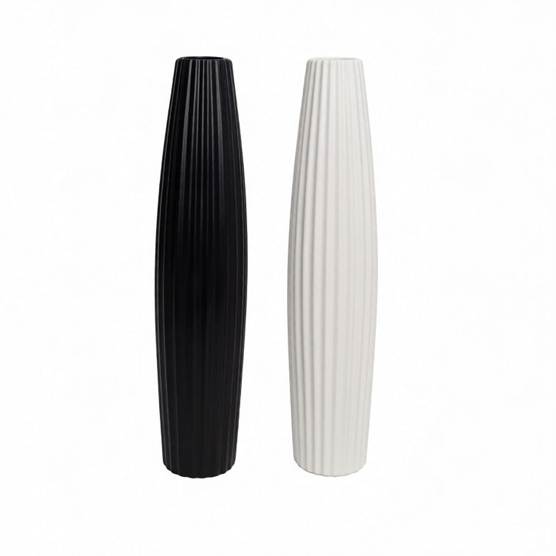 Elegante gerippte keramische Bodenvase Karnz