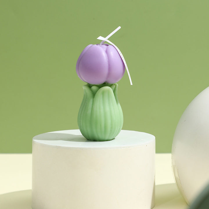 Handgegossene skulpturale Tulpenknospen Dekorationskerze
