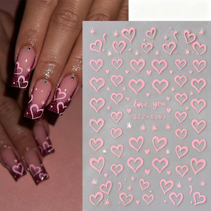 Herzförmige Nagelkunst Aufkleber