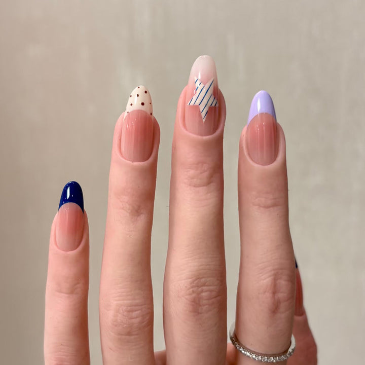 Künstlerisches Press-On-Nagel-Set mit modernen Designs Karnz