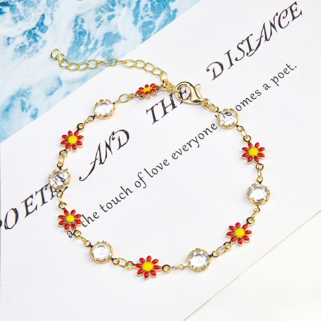 Blumen Kristall Charm Armband Karnz