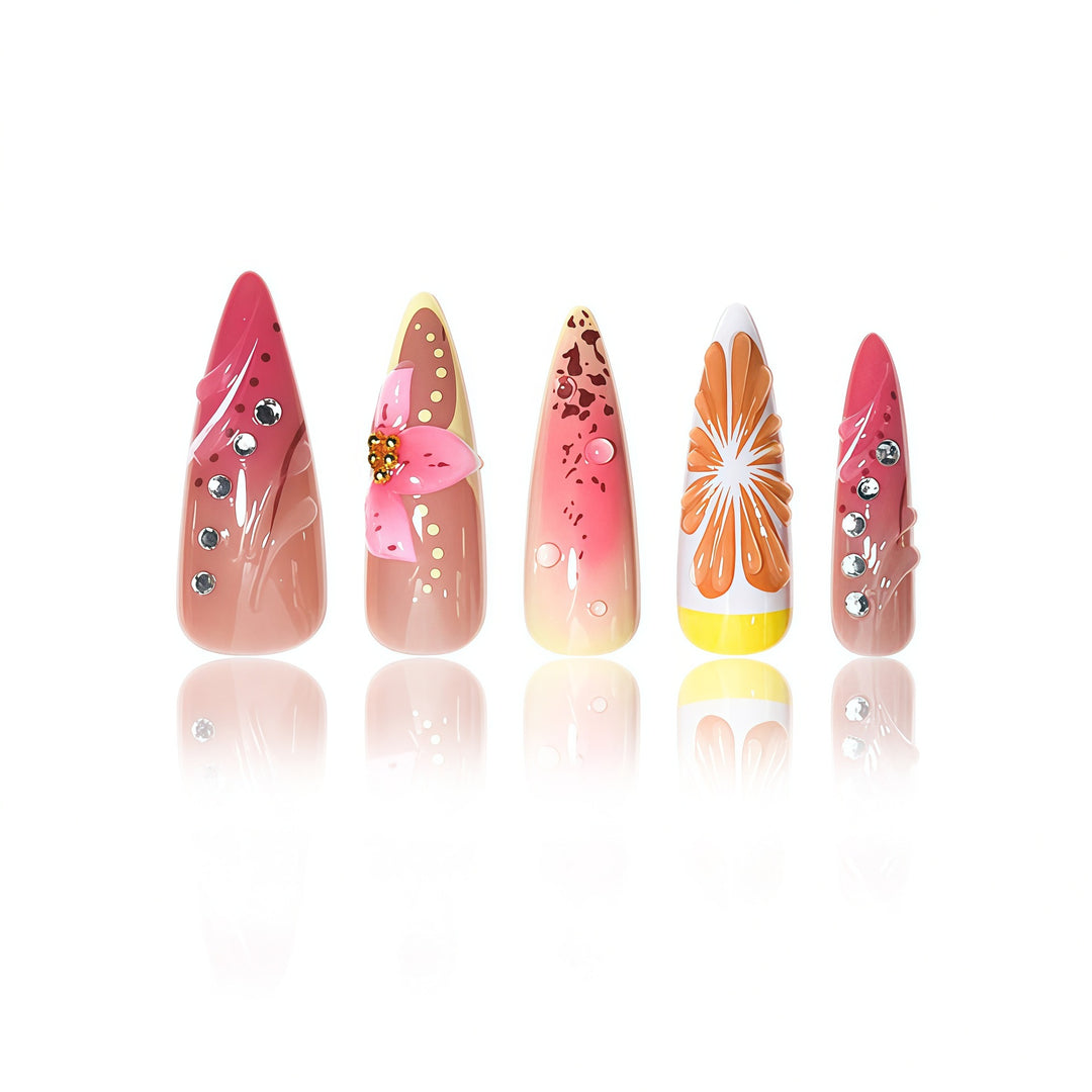 Blumen Design Stiletto Nagelverlängerungen Karnz