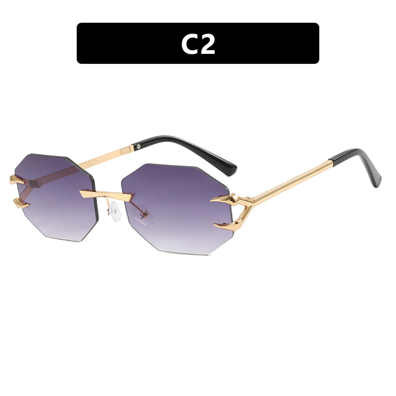 Damen geometrische Sonnenbrille mit modernem Metallrahmen Karnz