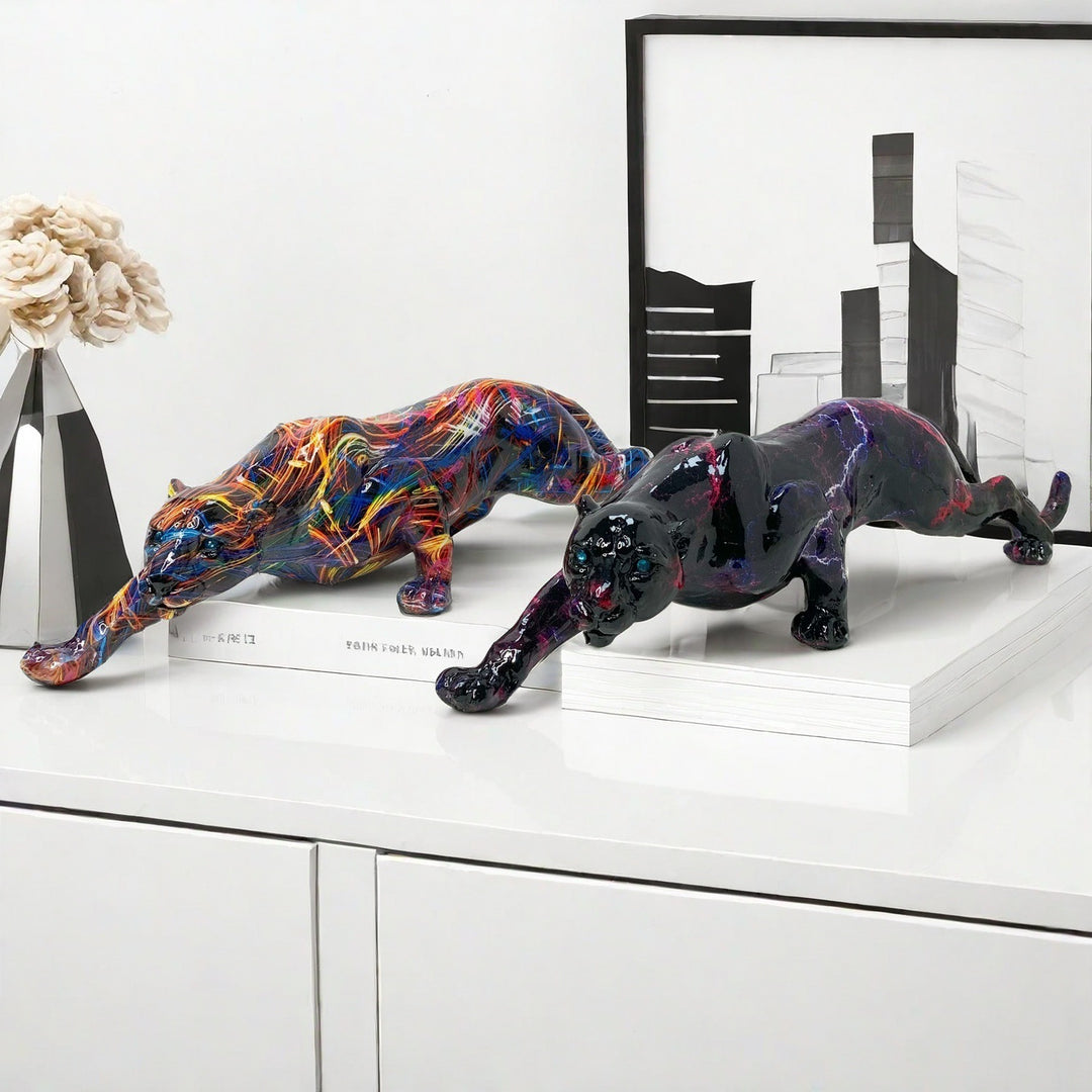 Kunstvolle Panther Skulptur aus Handarbeit Karnz