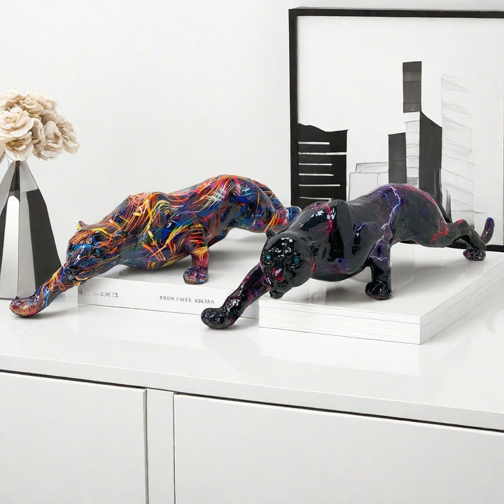 Kunstvolle Panther Skulptur aus Handarbeit Karnz