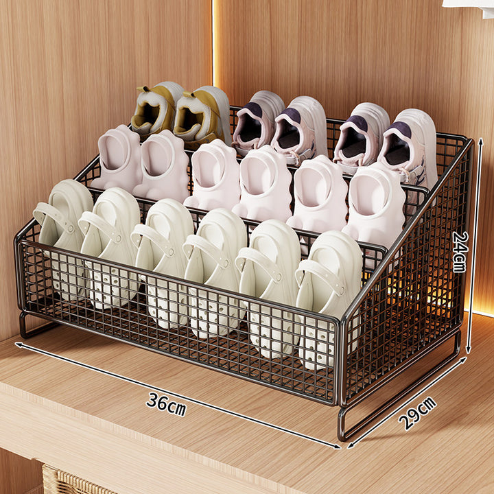 Kompakte geneigte Tri-Level-Mesh-Schlappen- und kleine Schuh-Organizer-Binne