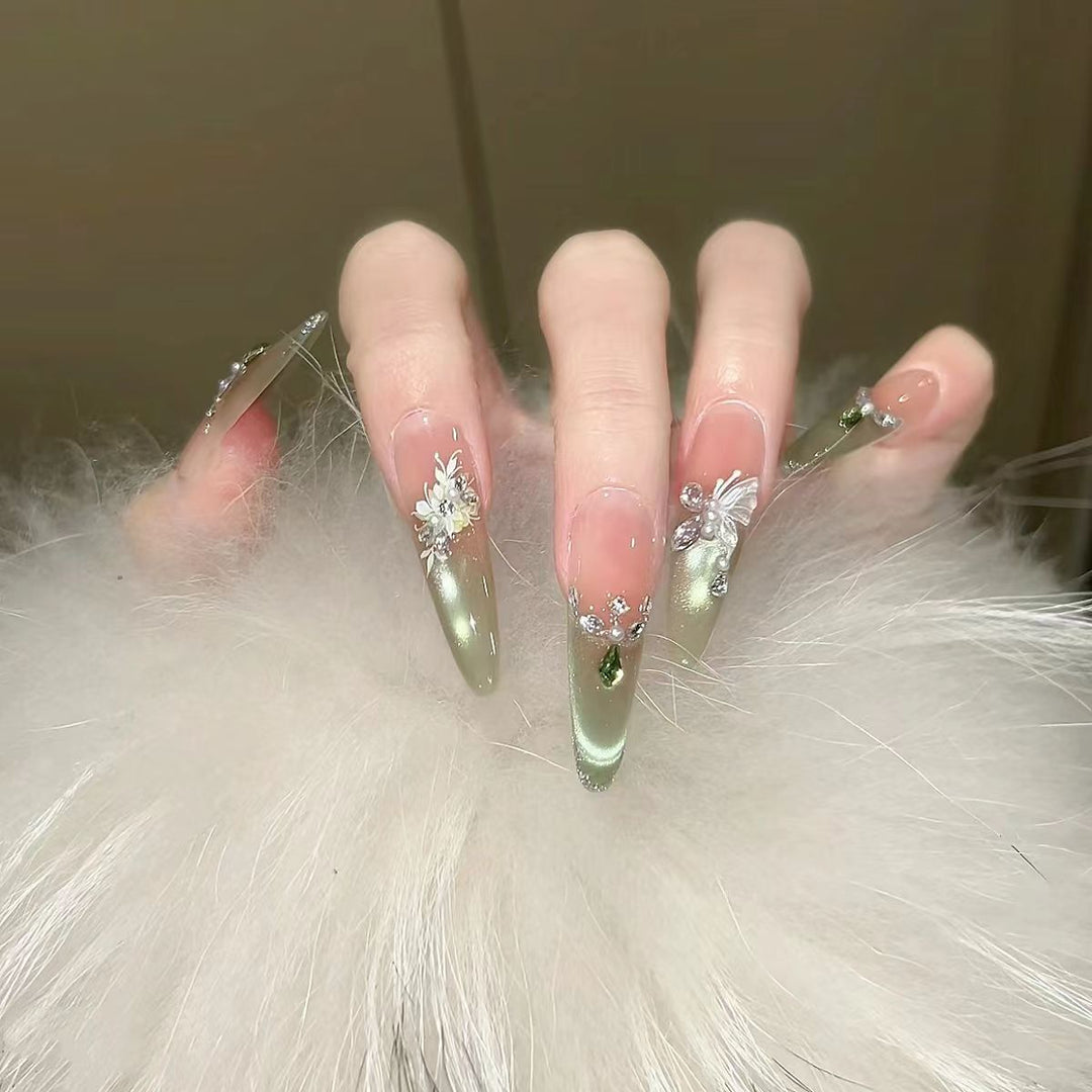Elegante Blumen Stiletto Nagelverlängerungen