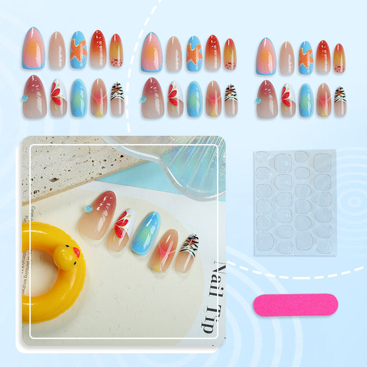 Künstlerisches von Tropen inspiriertes Press-On-Nagelset