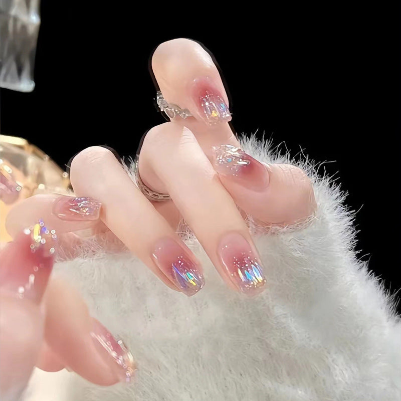 Künstlerisches Press-On Nagelset mit Glitzer- und Ombre-Effekten Karnz