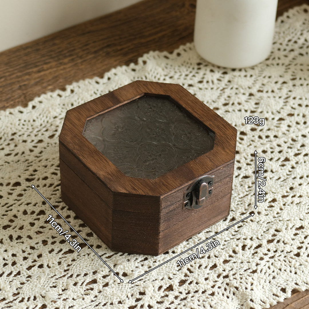Vintage achteckige Holz-Schmuckbox
