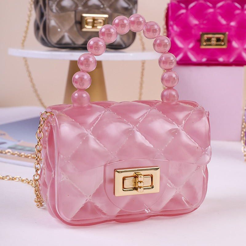 Damen modische Handtasche mit perlenbesetztem Griff Karnz