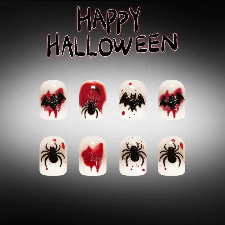 Halloween Kunstnagelset mit stilvollen Spinnennetz- und Vampirdesigns Karnz
