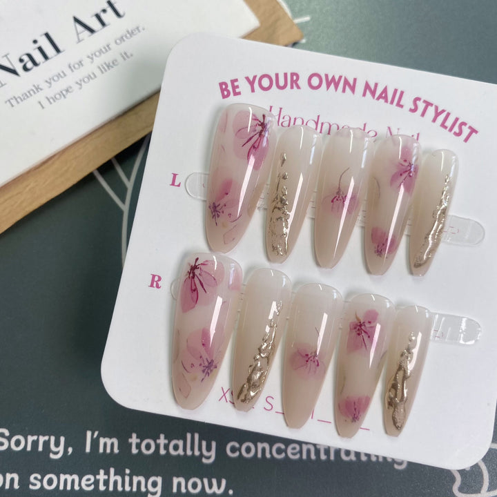 Elegantes Floral Acryl Druck-Nagel-Set
