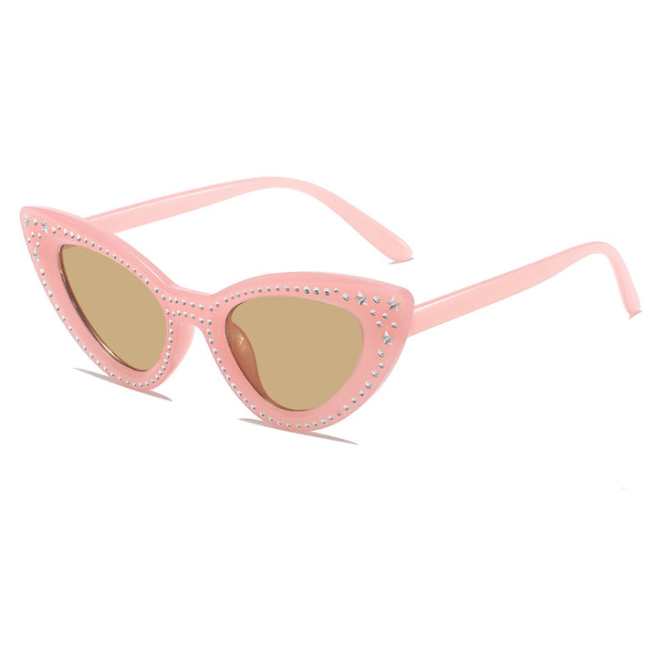 Glamouröse mit Strass verziertes Katzenaugen-Sonnenbrille Karnz