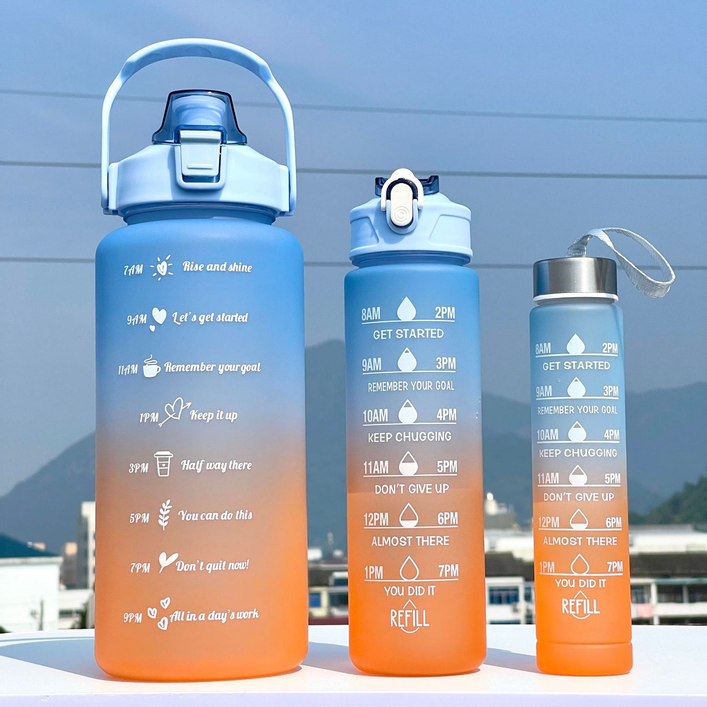 Unisex Motivierende Wasserflasche mit Zeiteinteilung Karnz