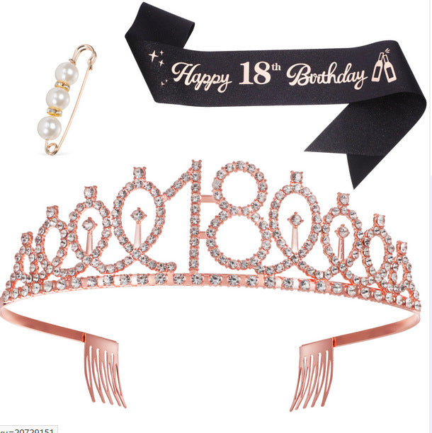 Damen Glitzernde Tiara mit personalisiertem 80. Geburtstagsschriftzug Karnz