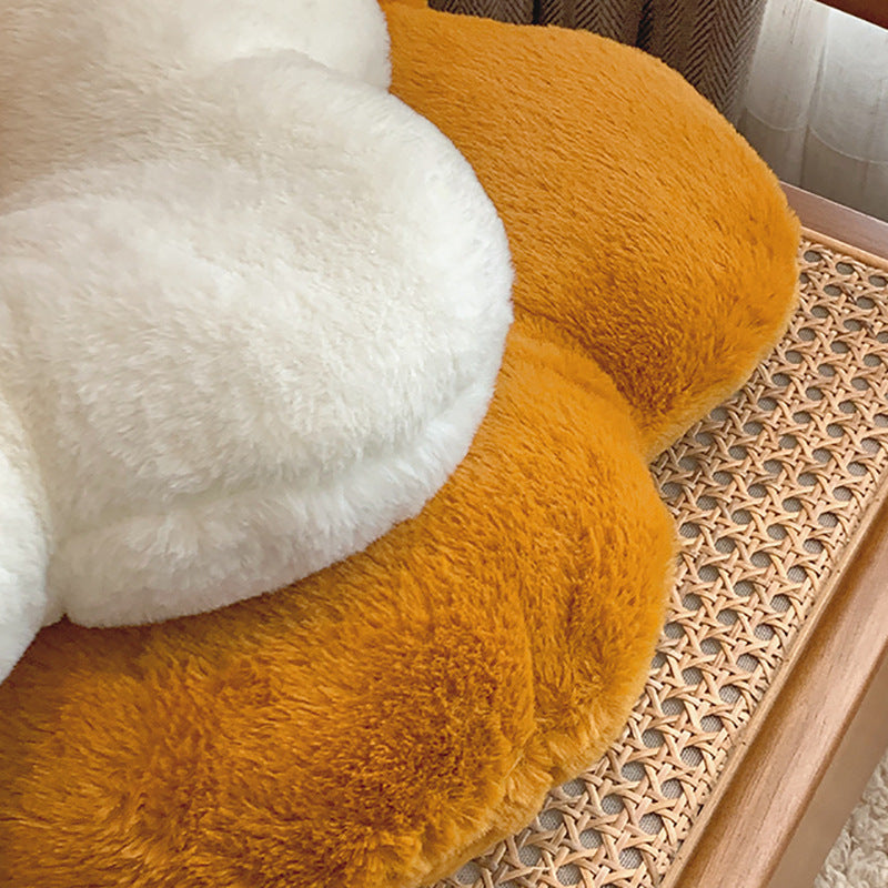 Blütenförmiges Plüsch-Sitz- und Dekokissen aus weichem Teddyfleece Karnz
