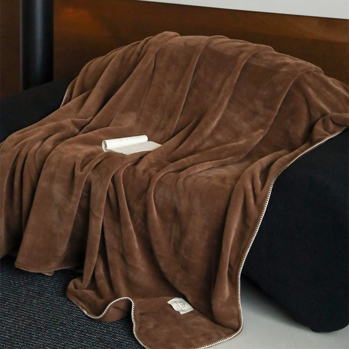 Reversible Ultra-Soft Velvet Fleece Oversized Throw Blanket with Whipstitch Hem