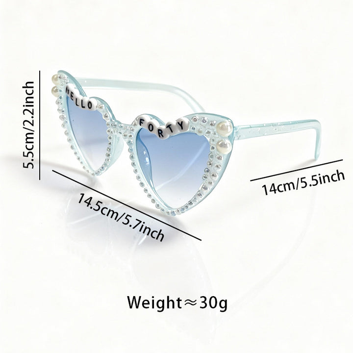 Perlenverzierte Cat-Eye-Sonnenbrille Karnz