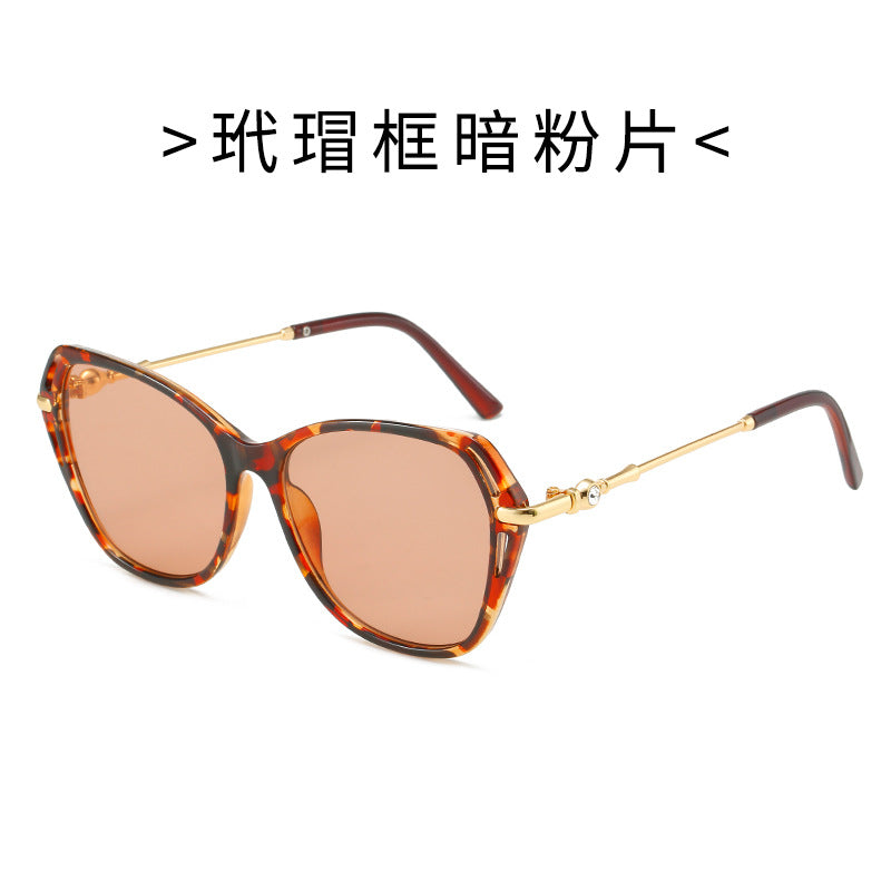 Damen modische Cat-Eye Sonnenbrille mit elegantem Metallrahmen Karnz