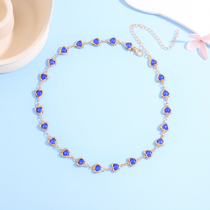 Herzförmige Edelstein Choker Halskette Karnz