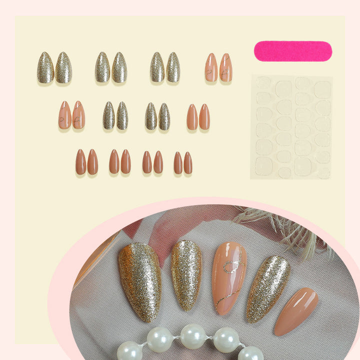 Glamouröse Glitzer Druck-On-Nagel-Set Karnz