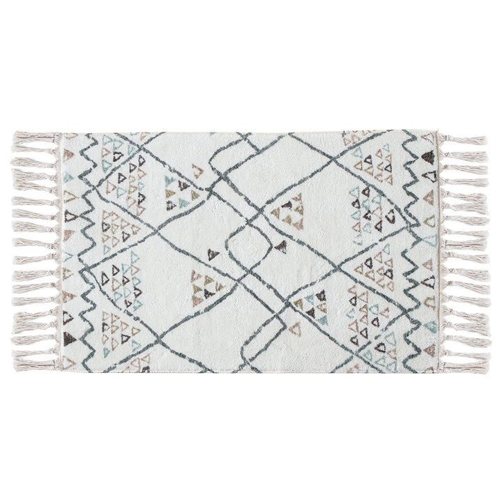 Boho-Baumwoll-Badvorleger mit Fransen und geometrischem Diamantmuster Karnz