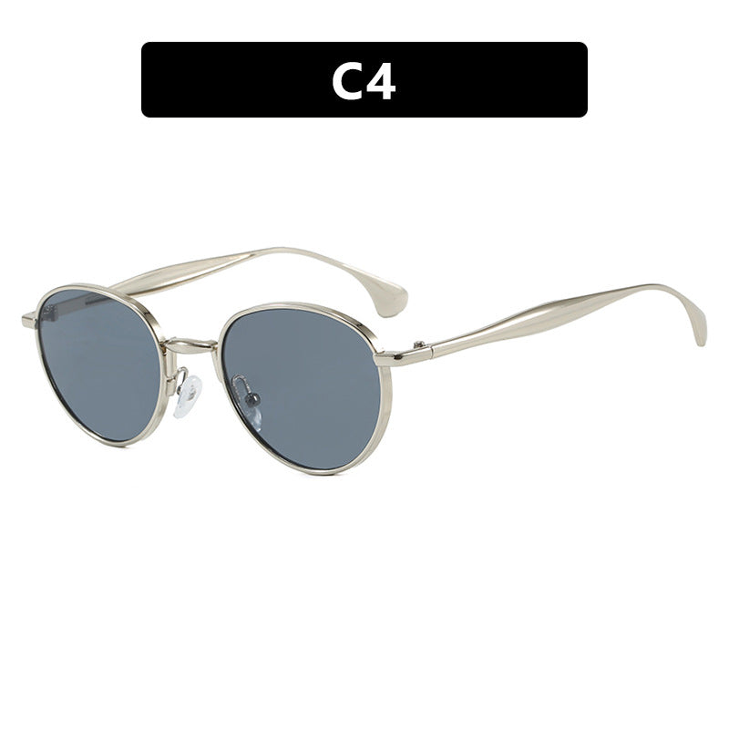 Damen runde Sonnenbrille mit elegantem Metallrahmen und UV-Schutz Karnz